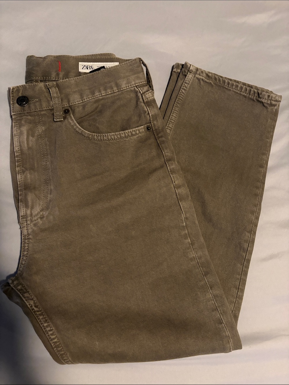 zara • olive green jeans